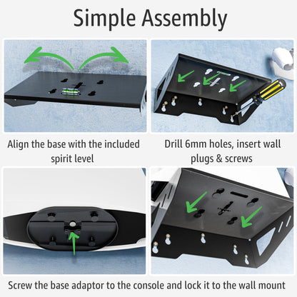 ADZ PS5 Wall Mount Kit - Slim, Disc & Digital Compatible - Black - Model ADZPS5-009 with Controller Holders