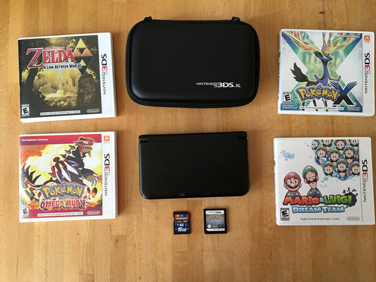 Nintendo 3DS XL Handheld Console - Black/Black, Model SPRSKKAB