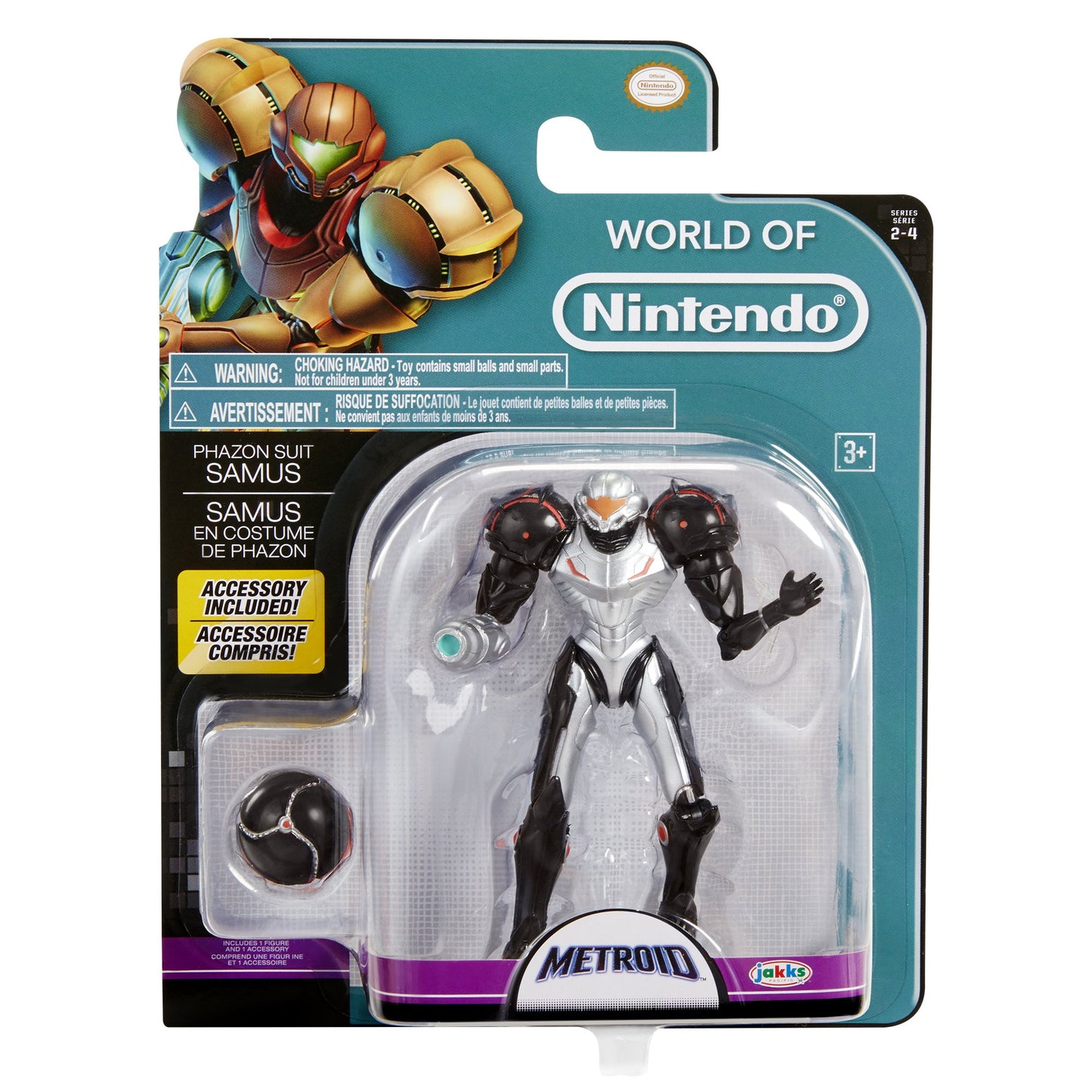 World of Nintendo Samus Action Figure, 4" Blue, Model 38598, Metroid Prime 3 Collectible