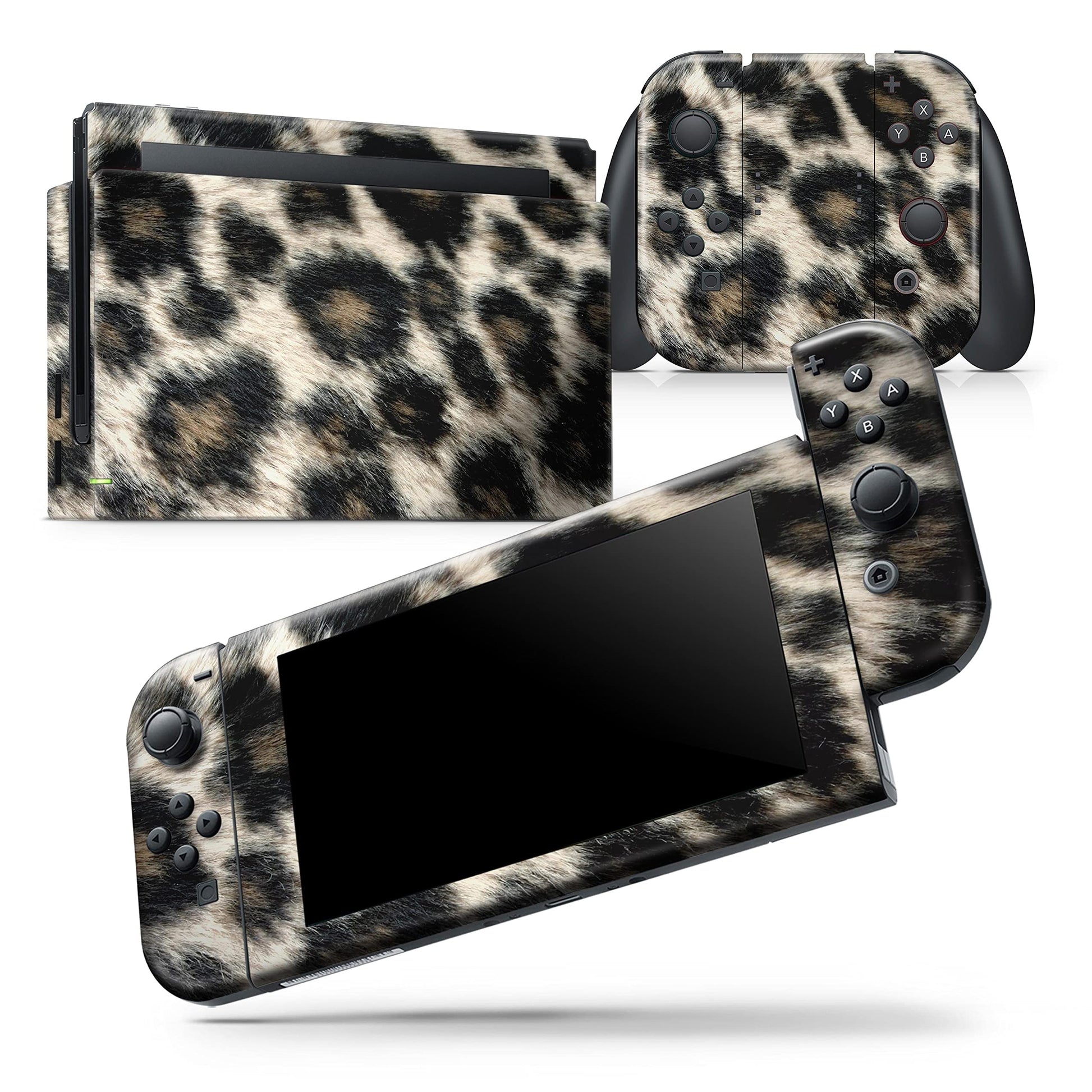 Design Skinz - Compatible with Nintendo Switch OLED Console + Joy-Con - Skin Decal Protective Scratch-Resistant Removable Vinyl Wrap Cover - Light Leopard Fur