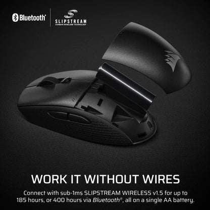 Corsair M55 Wireless Gaming Mouse - 24,000 DPI, 2.4GHz & Bluetooth, 6 Programmable Buttons, Lightweight, Black