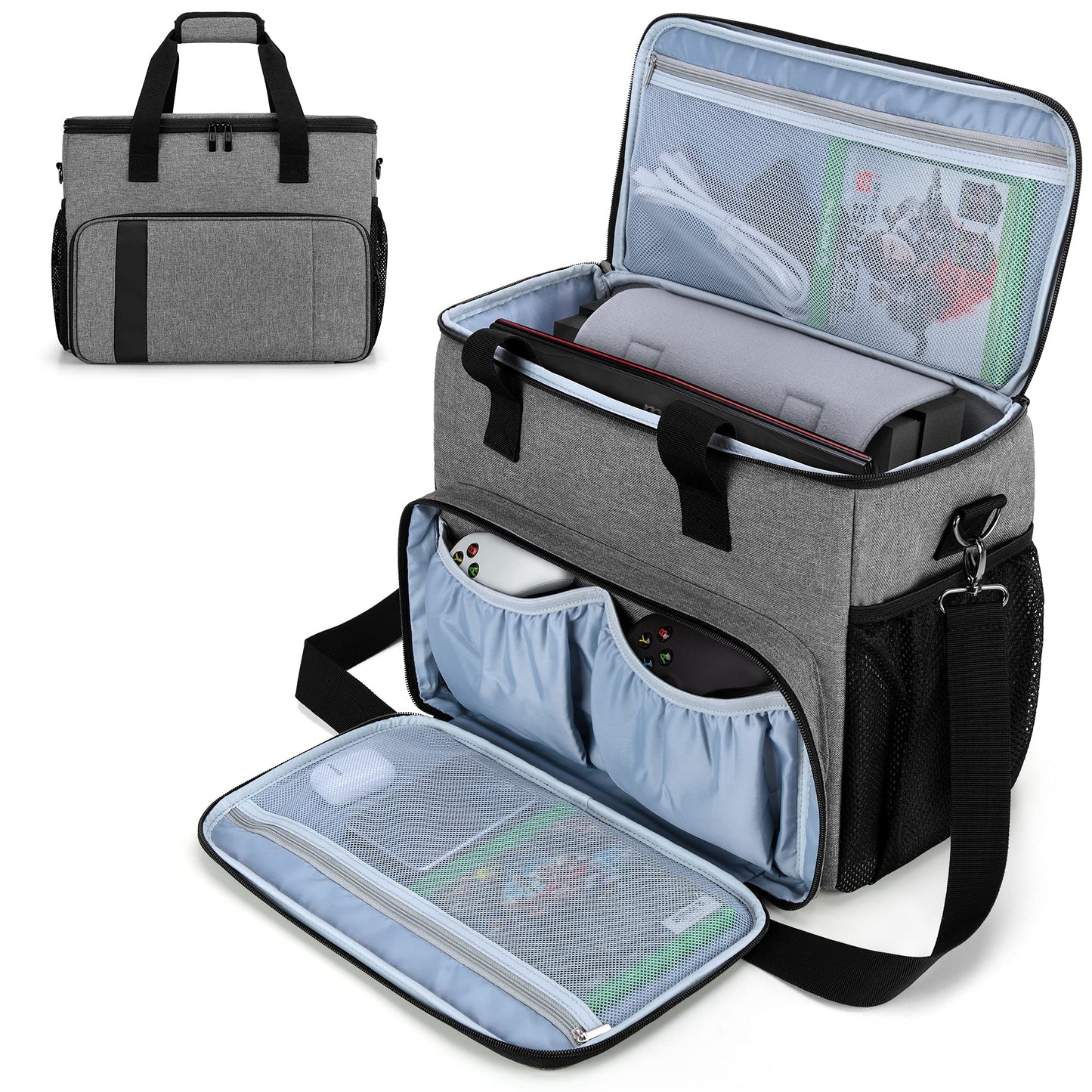 CURMIO Travel Carrying Case Compatible with Xbox Series S, Xbox One/ One S/ One X and Xbox 360, Game Storage Bag for Console, Co