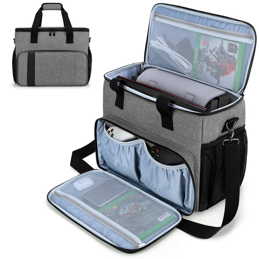 CURMIO Travel Carrying Case Compatible with Xbox Series S, Xbox One/ One S/ One X and Xbox 360, Game Storage Bag for Console, Co