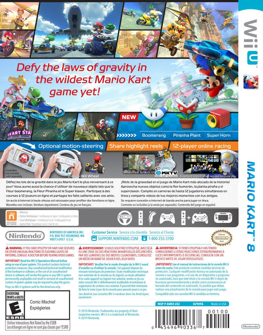 Nintendo Mario Kart 8 for Wii U - Model WUPPAMKE, Racing Game, Family Fun