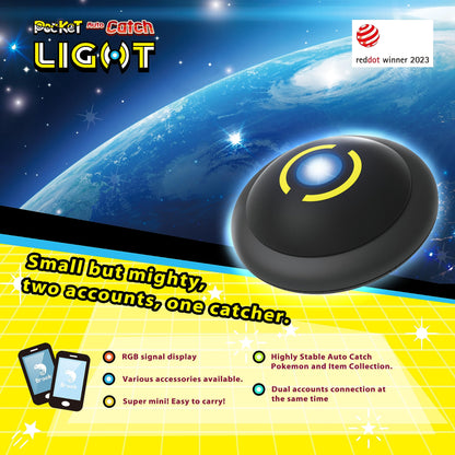 Brook Pocket Auto Catch Light - Dual Account Auto Catcher, Bluetooth Accessory, 32×32 mm, Black, Fast Auto Spin for iOS & Android