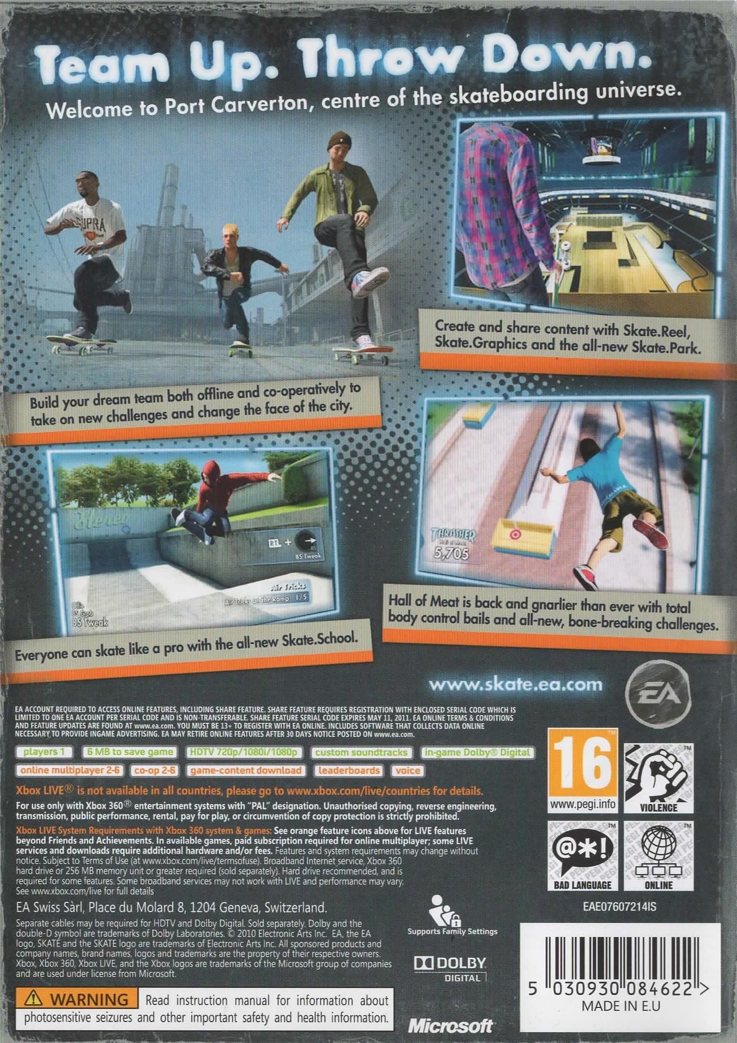 Electronic Arts Skate 3 for Xbox 360 - Model 4622, Action Sports Game