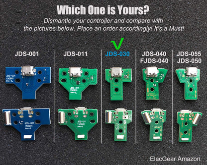 ElecGear 2PCs JDS-030 Replacement Charging Port Assembly for PS4 DualShock 4 Micro USB Connector Module