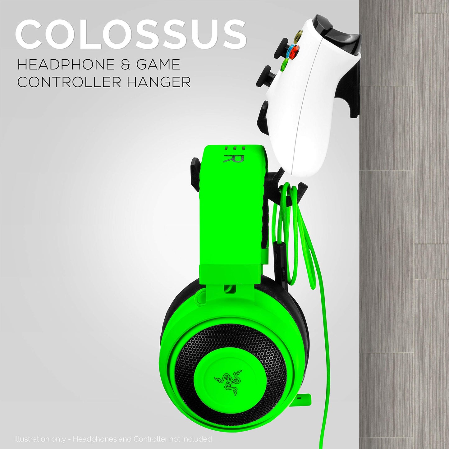 BRAINWAVZ Colossus Gamepad Controller & Headphone Hanger - Black, Compatible with Xbox ONE, PS4, Switch, PC, Model BWAVZ-COLSUS-BLK