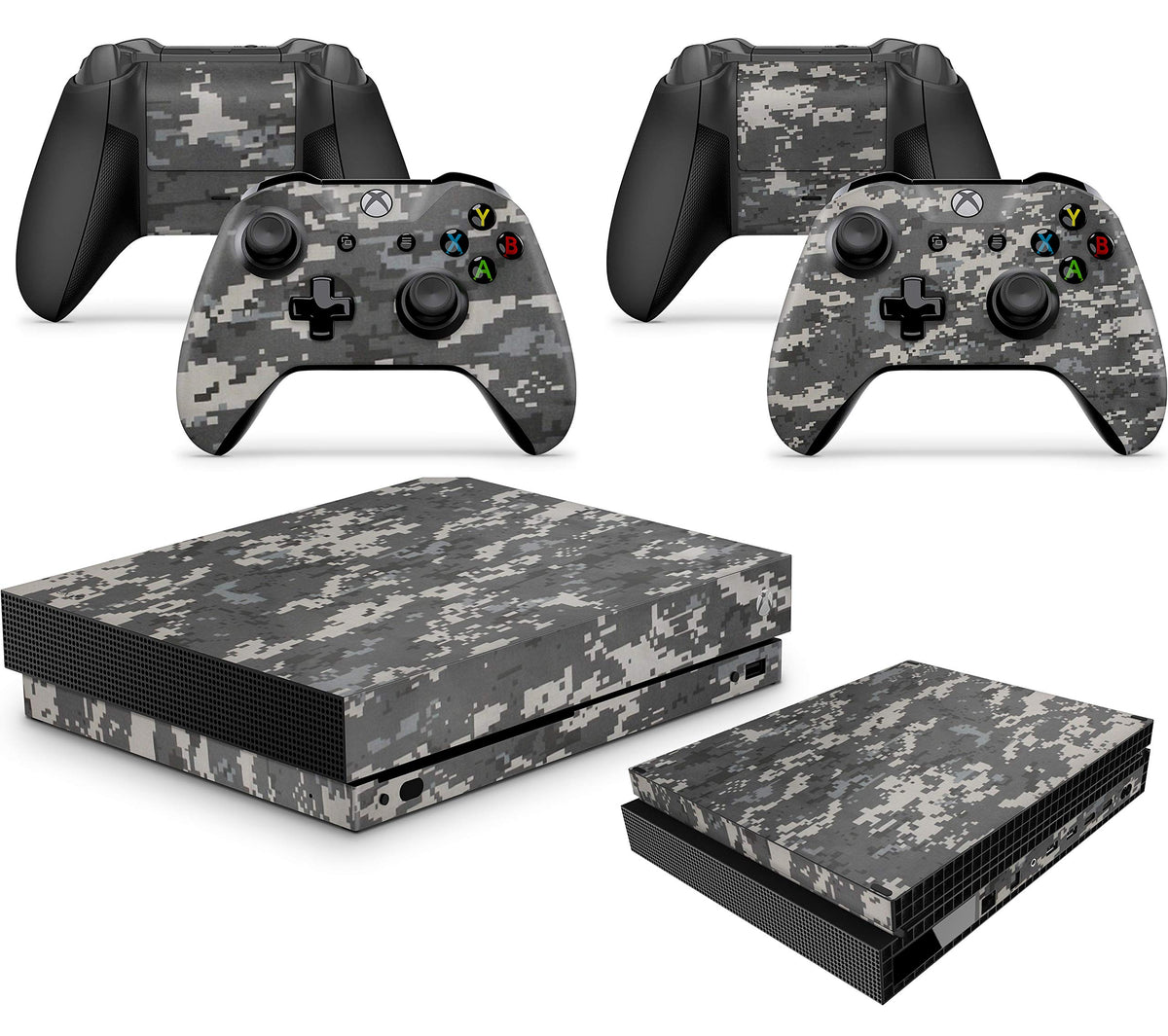 GNG Digital Camo Skins Compatible with Xbox One X Console Decal Vinal Sticker + 2 Controller Set
