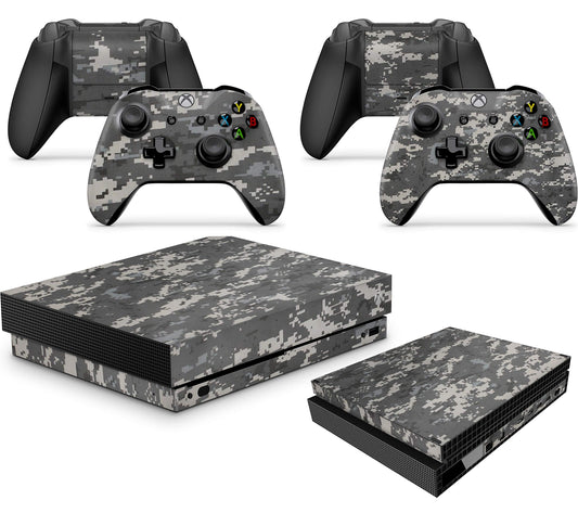 GNG Digital Camo Skins Compatible with Xbox One X Console Decal Vinal Sticker + 2 Controller Set