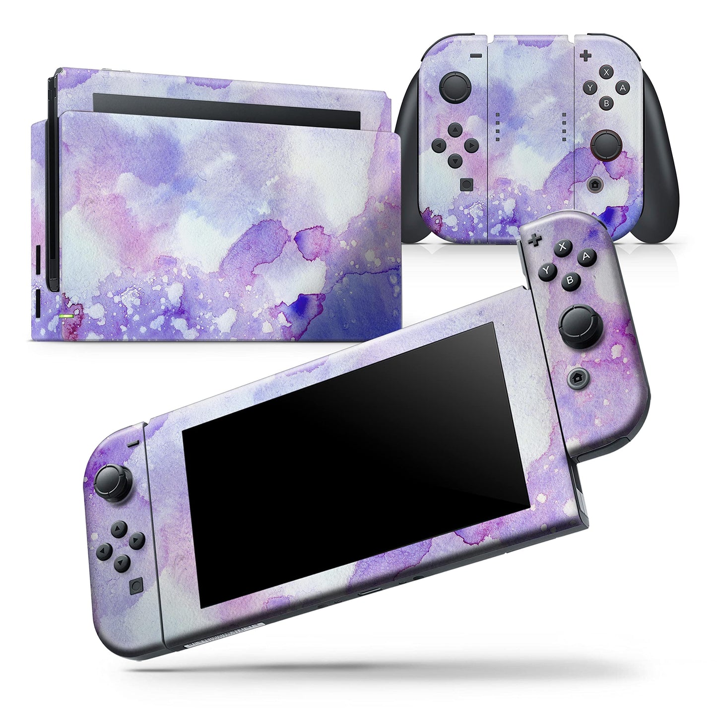 Design Skinz - Compatible with Nintendo Switch Console Bundle - Skin Decal Protective Scratch-Resistant Removable Vinyl Wrap Cover - Blue 4 Absorbed Watercolor Texture