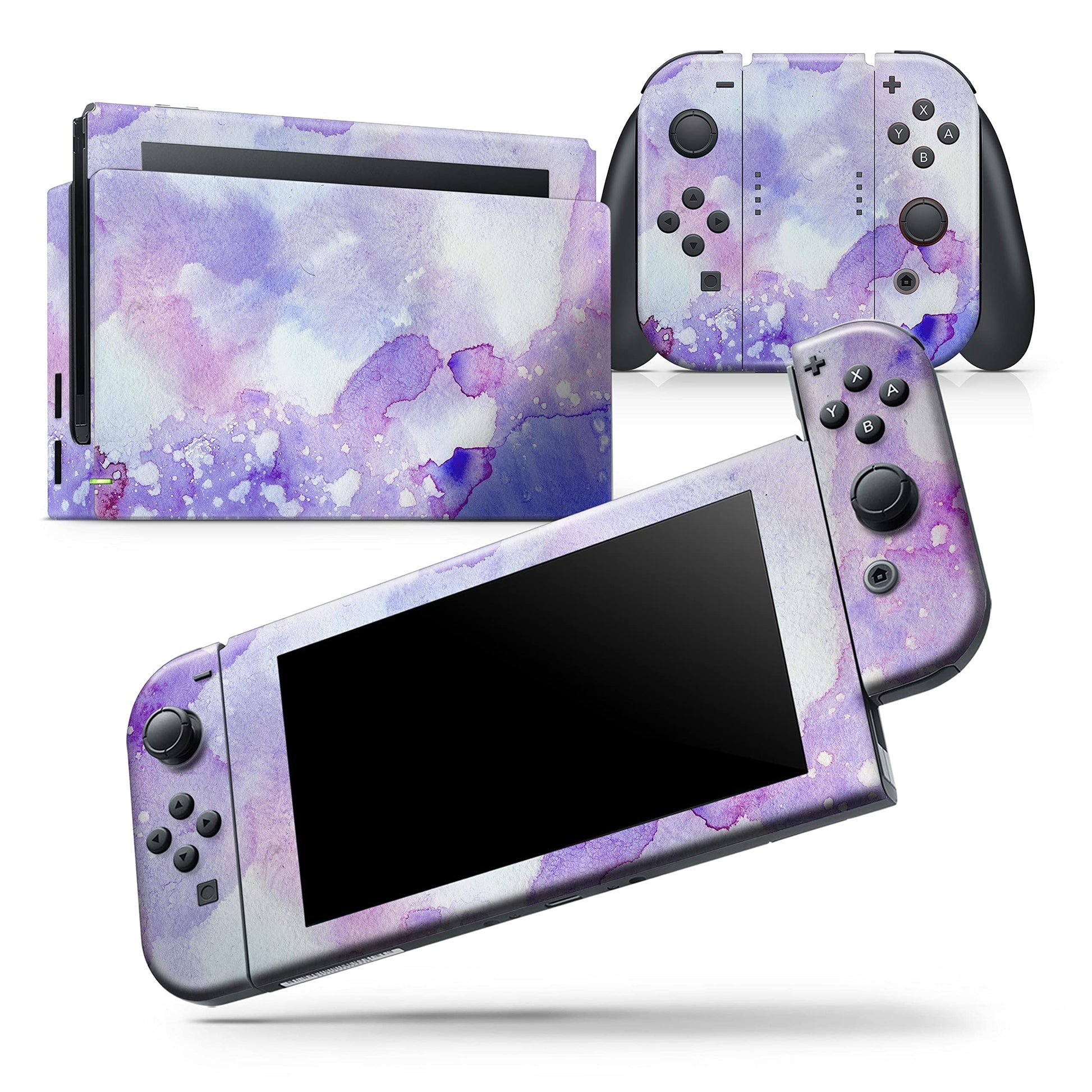 Design Skinz - Compatible with Nintendo Switch Console Bundle - Skin Decal Protective Scratch-Resistant Removable Vinyl Wrap Cover - Blue 4 Absorbed Watercolor Texture