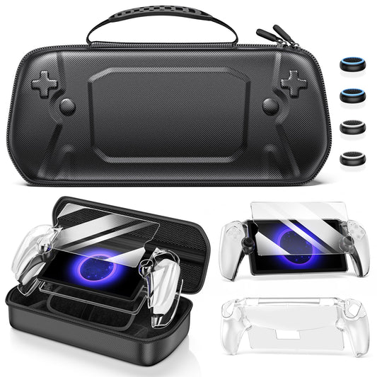 Hard Carrying Shell Case for PlayStation Portal Remote Player  Organizer Protective Tpartyl Bag Cases for Playstation 5 with Hard PC Clear Cover Skins Set for PS5 Portal  1 Screen Protector & 4 Thumb Grip