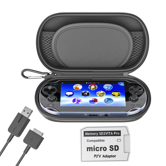 Skywin-Kit for PSVita Case  PS Vita Case  Charging Cable  and Micro SD Memory Card Adapter Compatible with PS Vita 1000/2000 3.6 or HENkaku System