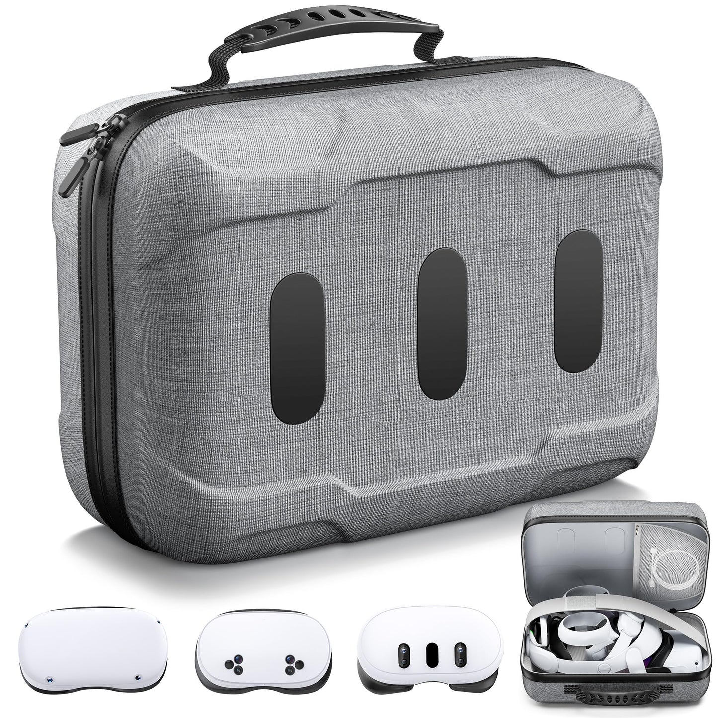 KawayeReal Hard Carrying Case for Meta Quest 3/3S/2/Vision Pro/Elite Strap  Large Travel and Home Storage Case for VR Headset and Controller Accessories