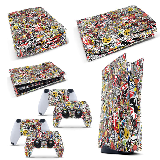 giZmoZ n gadgetZ GNG PS5 Digital Console STICKERBOMB Skin Decal Vinal Sticker + 2 Controller Skins Set