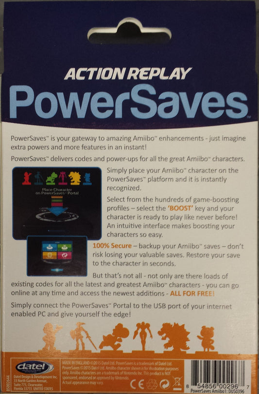 Datel Action Replay Powersaves for Amiibo - Character Boost & Cheats, Medium Size, Model DUS0396
