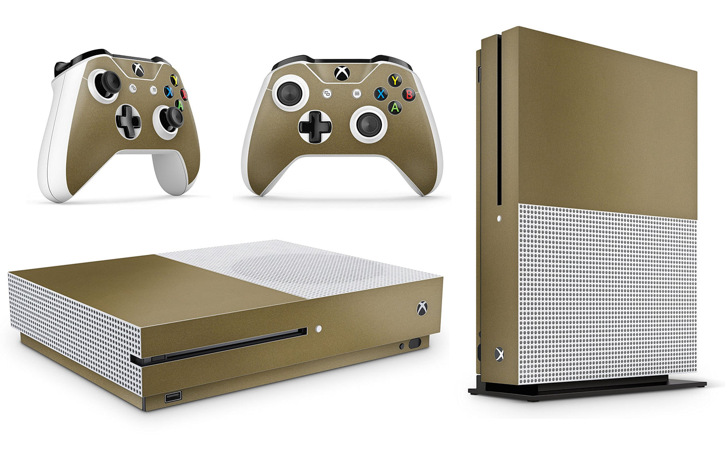 giZmoZ n gadgetZ Xbox One S Metallic Gold Console Skin Decal Sticker + 2 Controller Skins