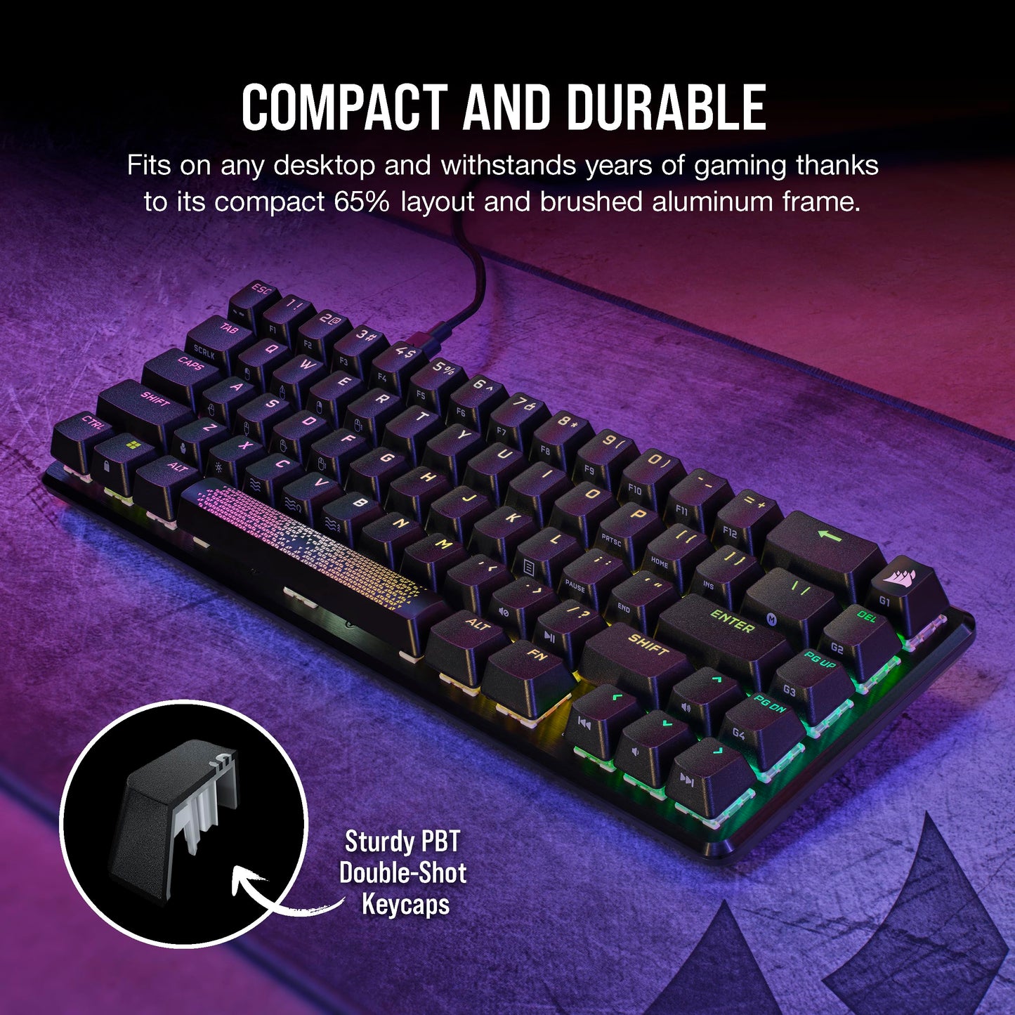 Corsair K65 PRO Mini RGB Optical-Mechanical Gaming Keyboard - OPX Switches, PBT Keycaps, Black, QWERTY NA Layout (Renewed)