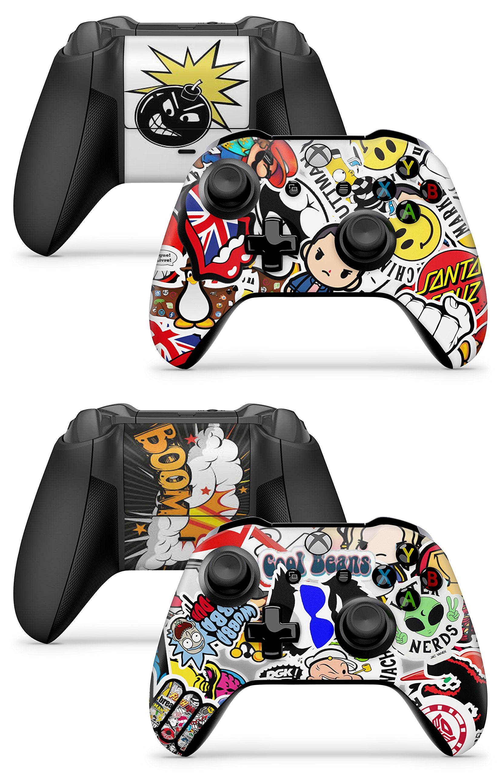 2 x STICKERBOMB Controller Skins Full Wrap Vinyl Sticker Compatible with Xbox One/S/X