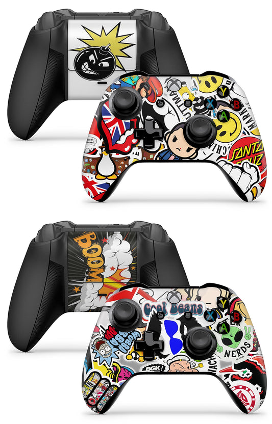 2 x STICKERBOMB Controller Skins Full Wrap Vinyl Sticker Compatible with Xbox One/S/X