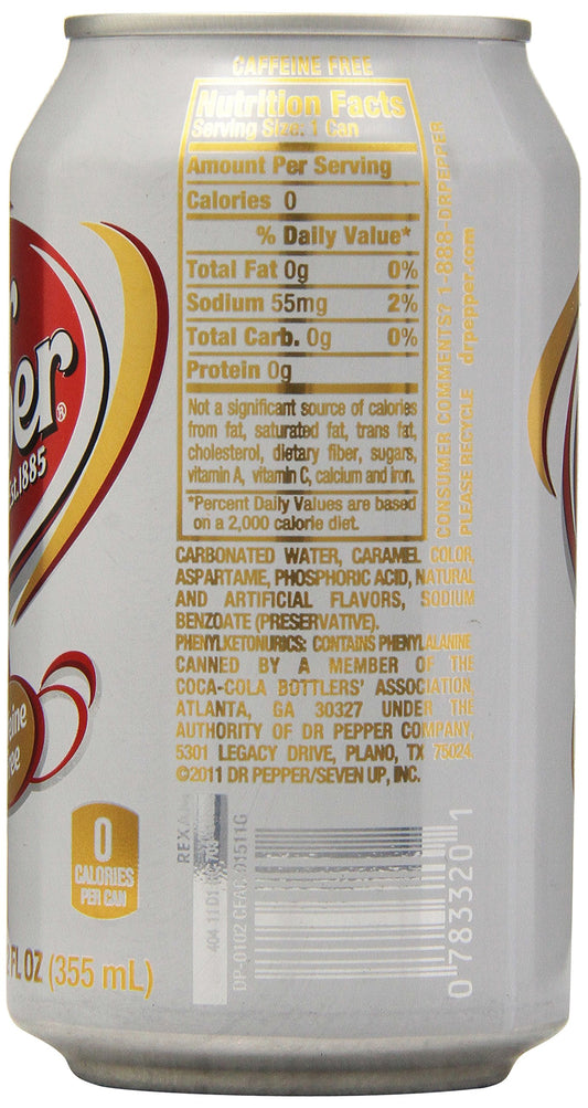 Dr Pepper Diet Caffeine Free Soda, 12 Fl Oz (Pack of 12) - Refreshing Beverage, No Caffeine