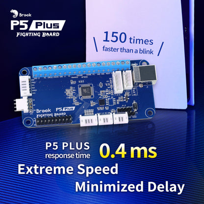 Brook P5 Plus Fighting Board - Pre-Installed Header, Lightning-Quick Response for PS5, PS4, PS3, NS & PC (X-Input) Consoles