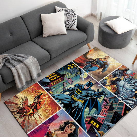 Justice League Comic-Inspired Decor Rug- 62x40 inches