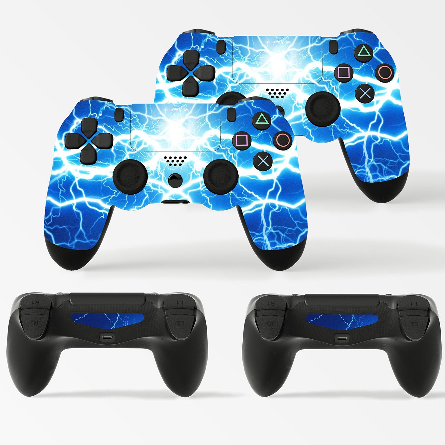 giZmoZ n gadgetZ PS4 Controller Skins - 2 Pack Electric Blue Storm Full Wrap Vinyl Stickers