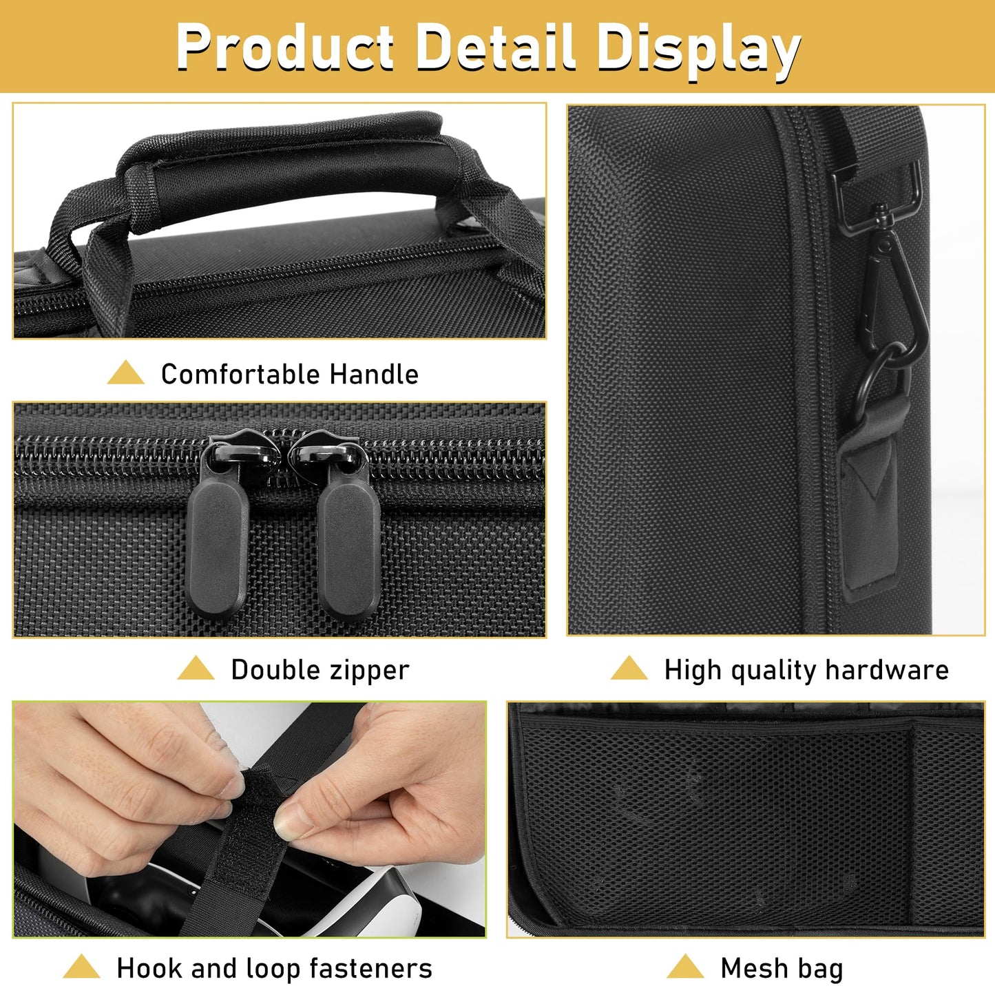 OUUTMEE Hard Shell Carrying Case for PS5 Slim - Black Travel Bag for Console, Games, Headset & Accessories - Model V49-PS5 Slim