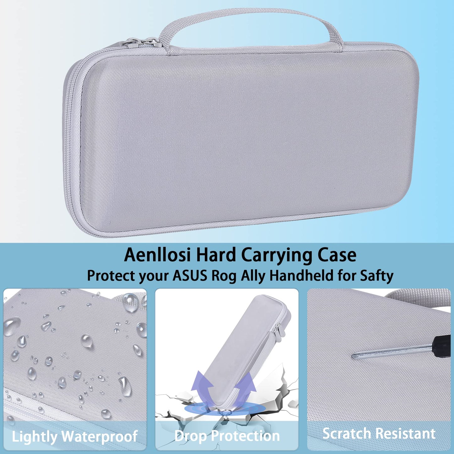 Aenllosi Hard Case for ASUS ROG Xbox Ally/Xbox Ally X, 7 inch, Grey White, Model A1329, Organizer for AMD Z2 Extreme Processor