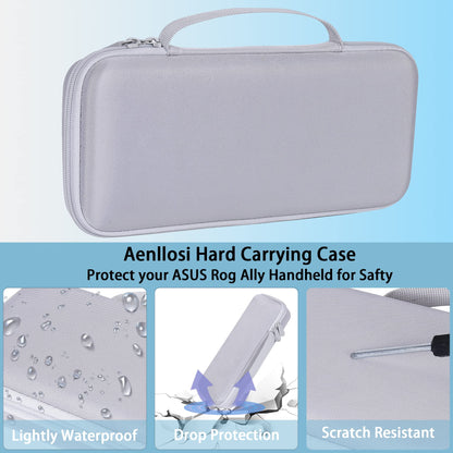 Aenllosi Hard Case for ASUS ROG Xbox Ally/Xbox Ally X, 7 inch, Grey White, Model A1329, Organizer for AMD Z2 Extreme Processor