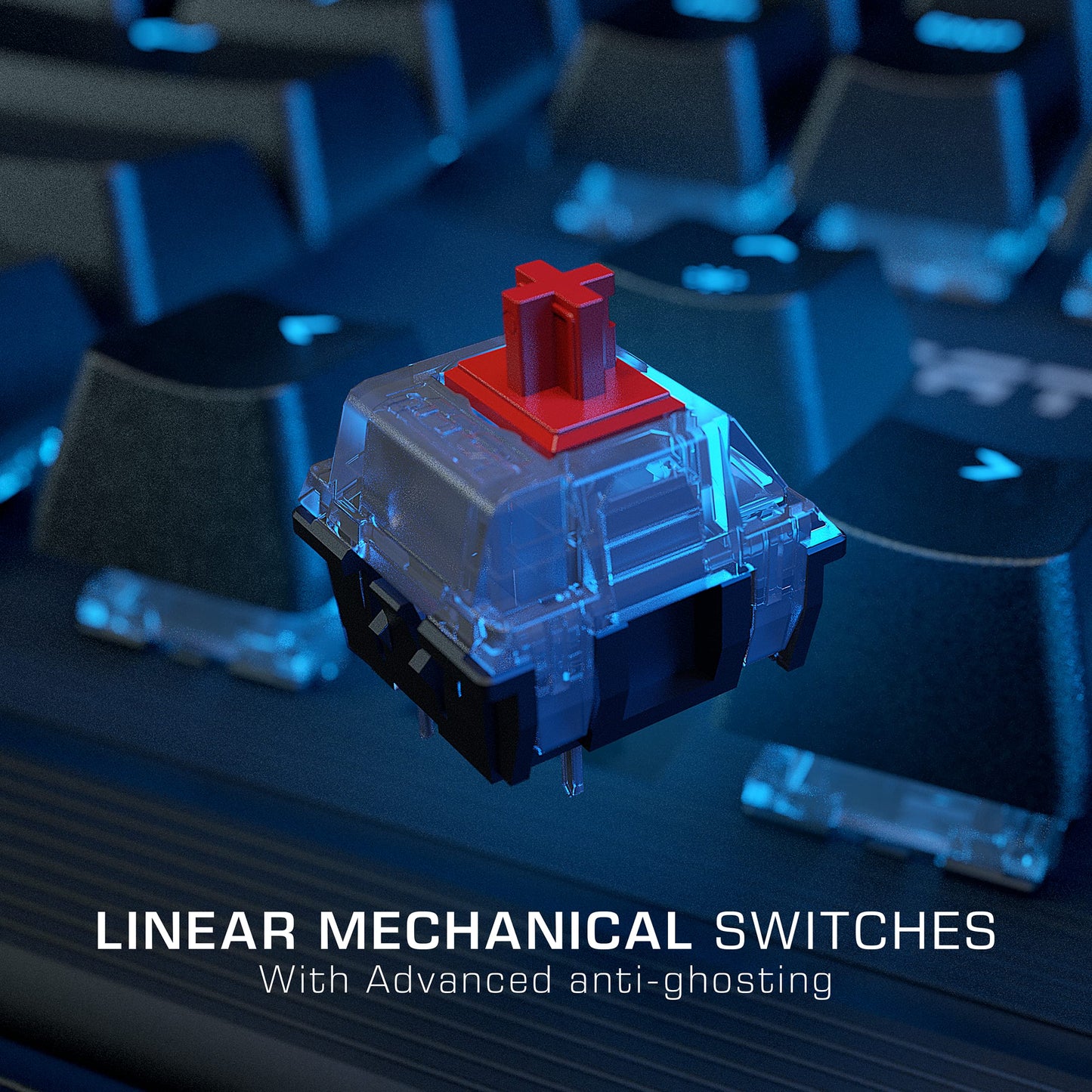 ROCCAT Pyro Mechanical Gaming Keyboard - RGB, Wired, Detachable Wrist Rest, Linear Red Switches, Black, Model ROC-12-622