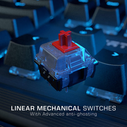 ROCCAT Pyro Mechanical Gaming Keyboard - RGB, Wired, Detachable Wrist Rest, Linear Red Switches, Black, Model ROC-12-622