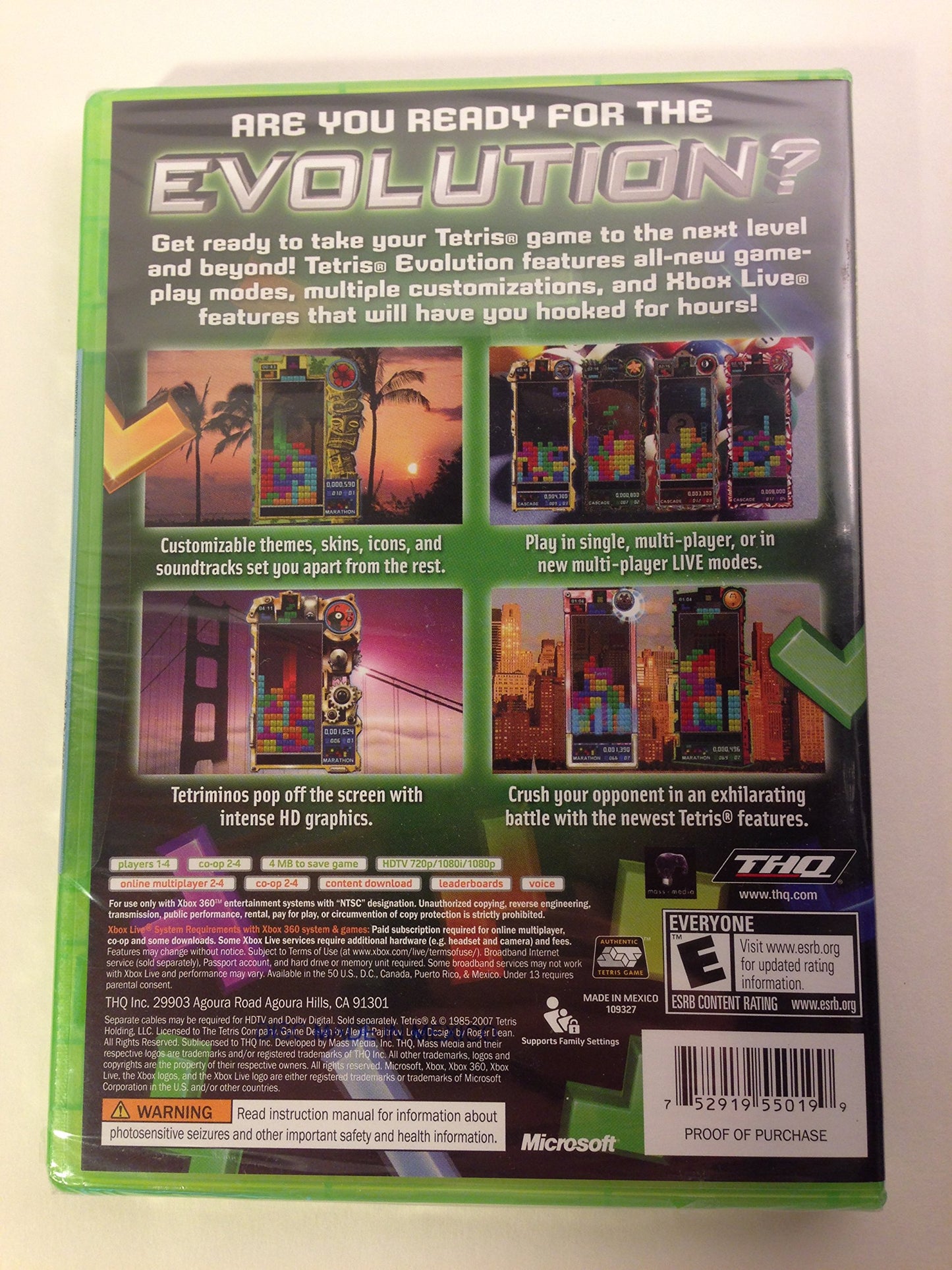 THQ Tetris Evolution - Xbox 360 Game, Model 55019, Classic Puzzle Action