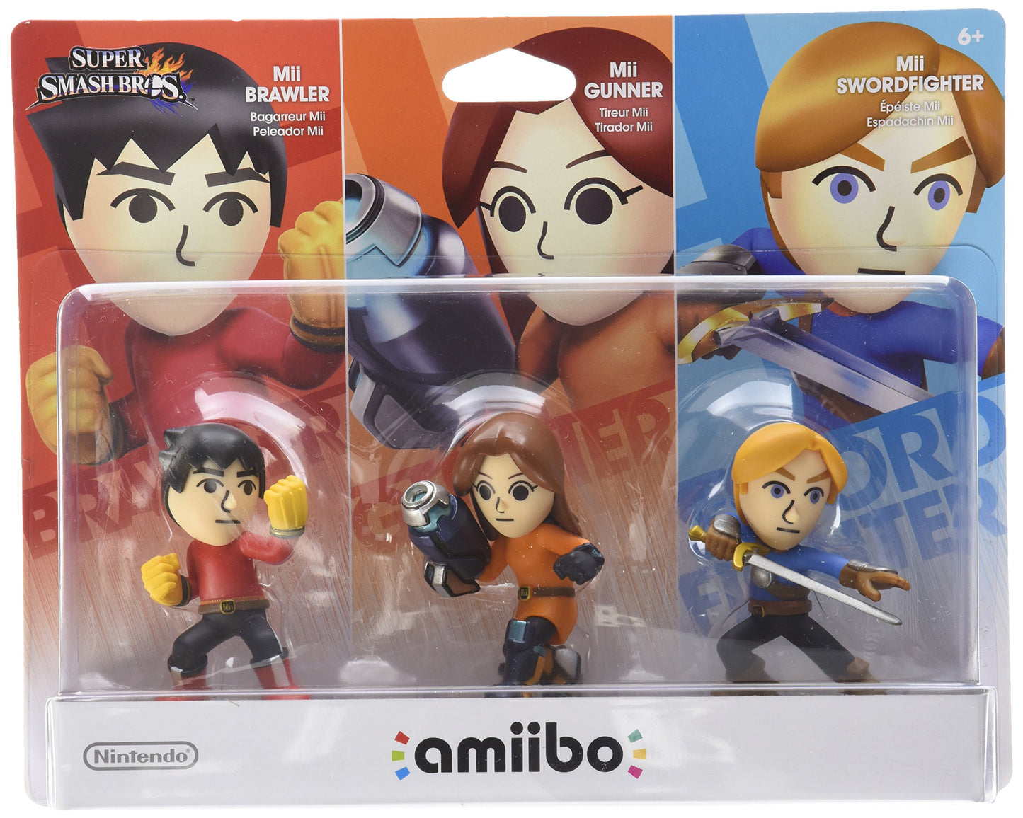 Nintendo Mii 3-Pack Amiibo - Brawler, Gunner, Swordfighter, Plastic, NVL-E-AA3C