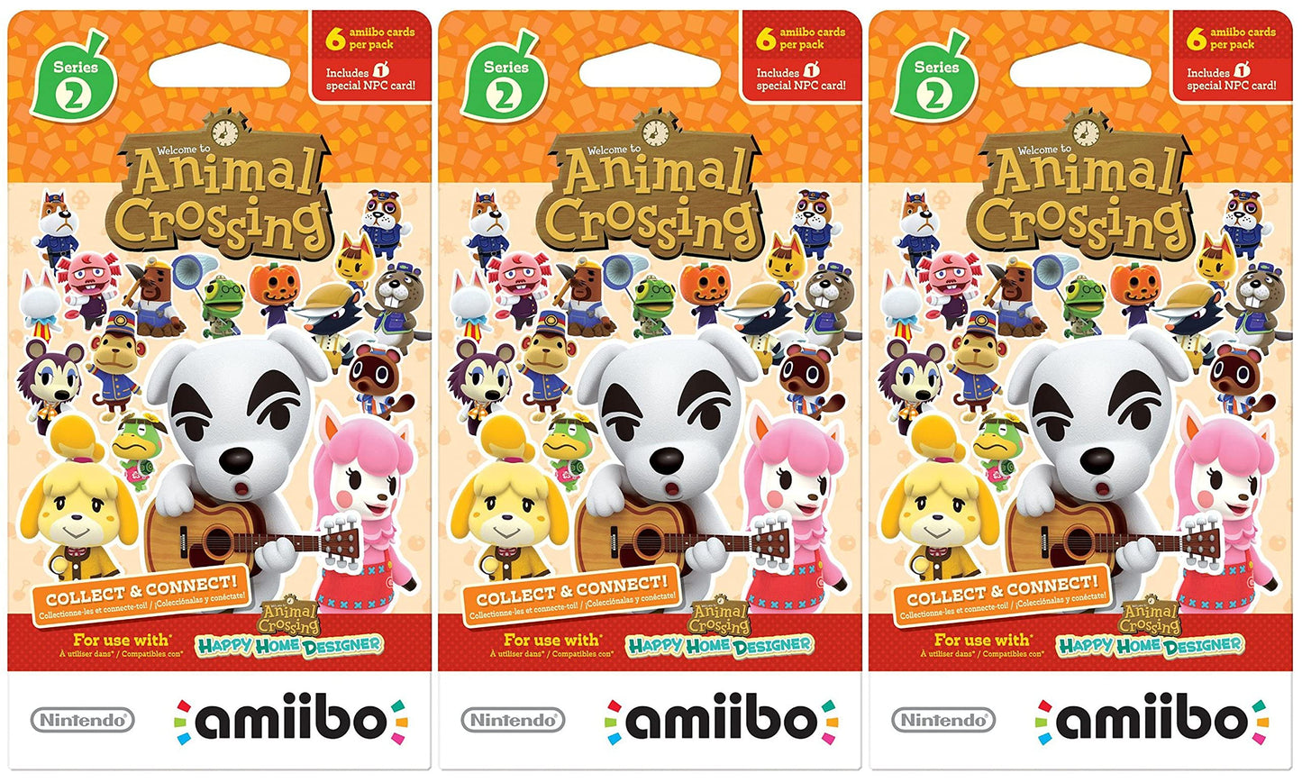 Nintendo Animal Crossing Amiibo Cards 3 Pack Set - Series 2, Red, 6 Piece Set, Model NVLEMA6B