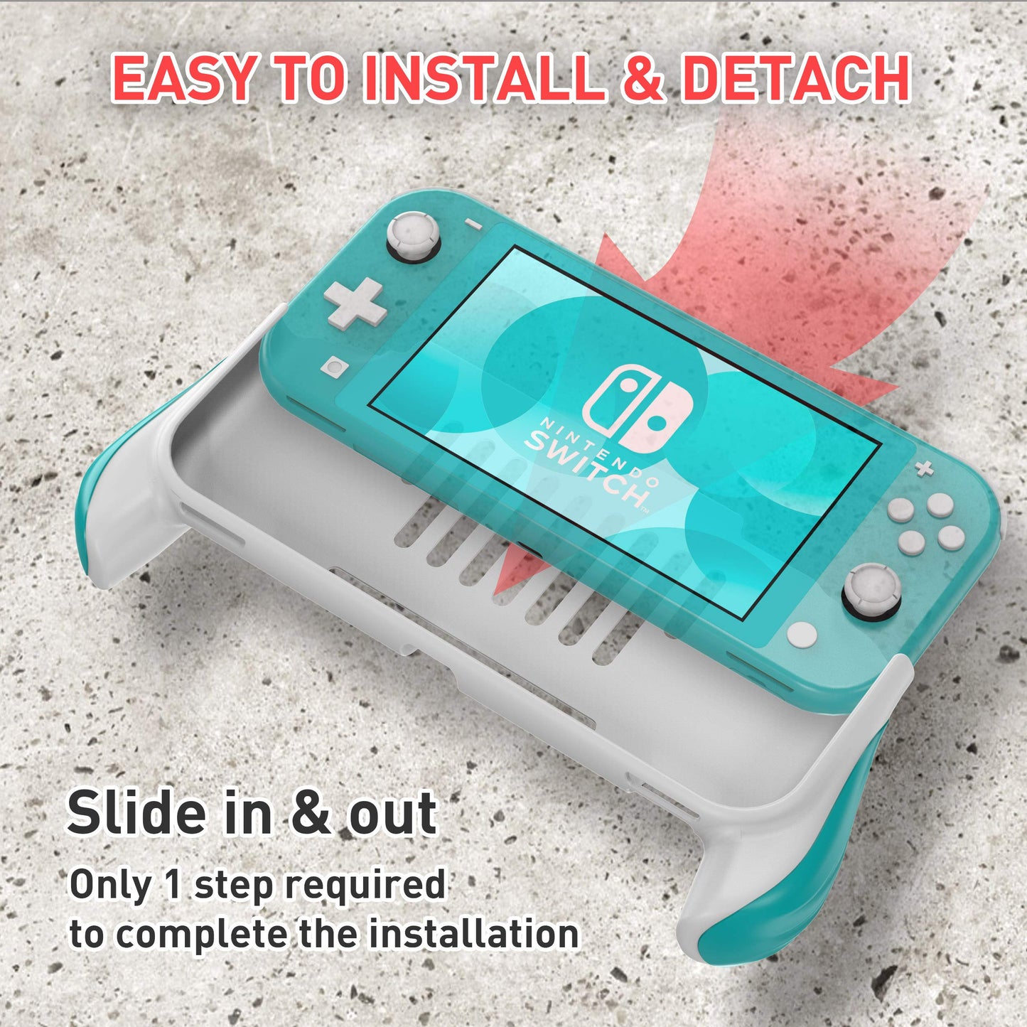 MEQI Grip Case for Nintendo Switch Lite - Ergonomic, Protective Cover, Turquoise, Model US-NSLGC02, Comfortable Design