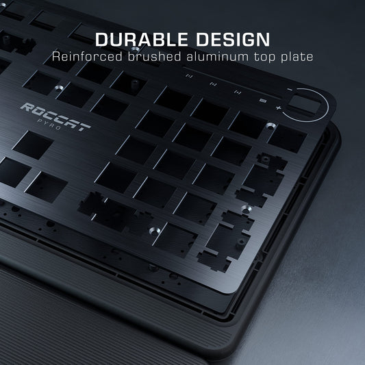 ROCCAT Pyro Mechanical Gaming Keyboard - RGB, Wired, Detachable Wrist Rest, Linear Red Switches, Black, Model ROC-12-622