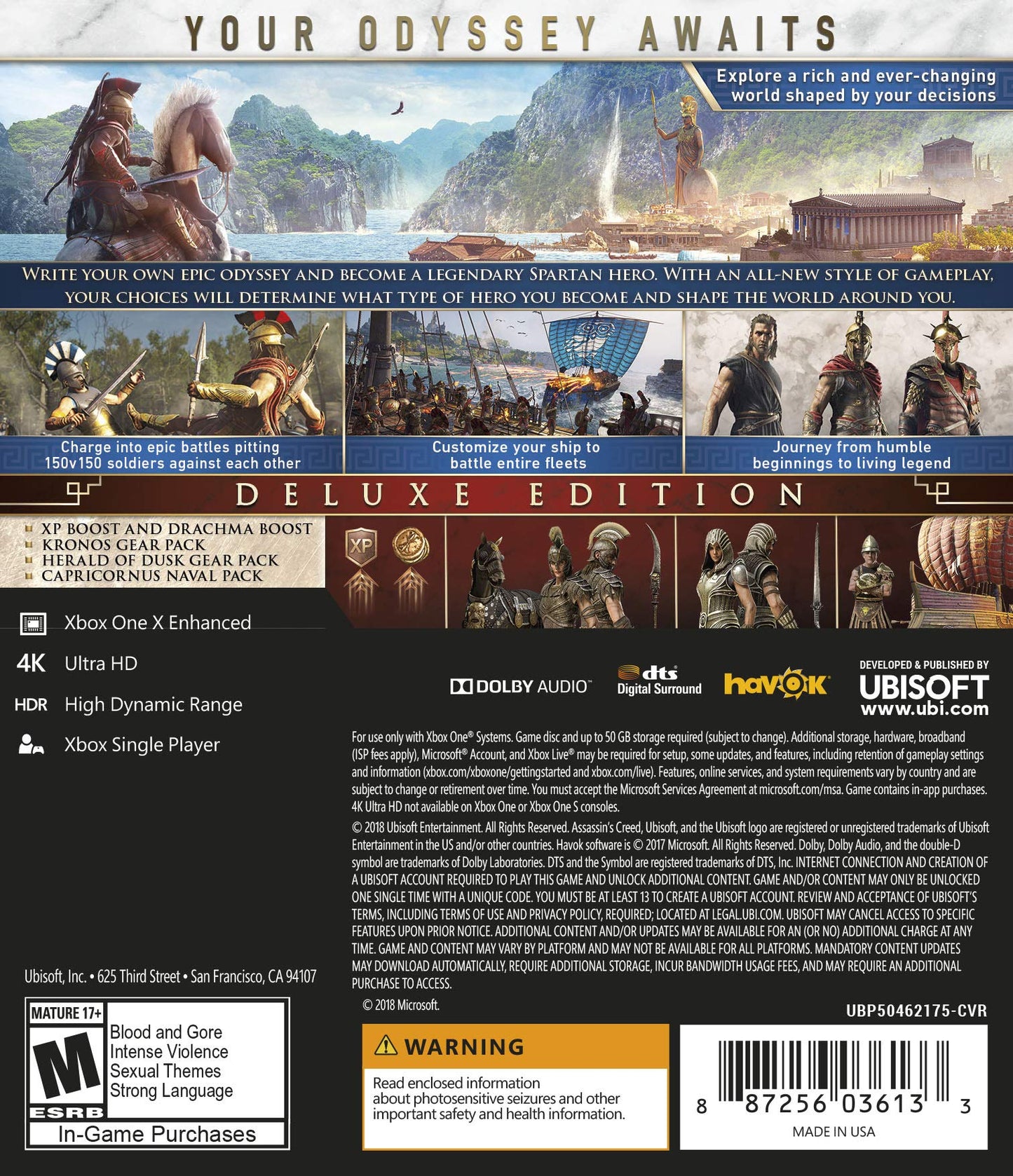 Ubisoft Assassin's Creed Odyssey Deluxe Edition - Xbox One, Standard Size, Model UBP50462175