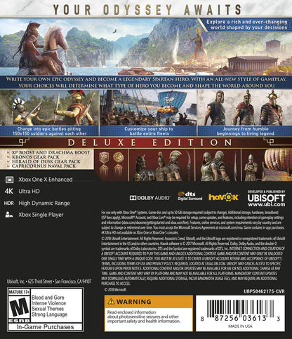 Ubisoft Assassin's Creed Odyssey Deluxe Edition - Xbox One, Standard Size, Model UBP50462175