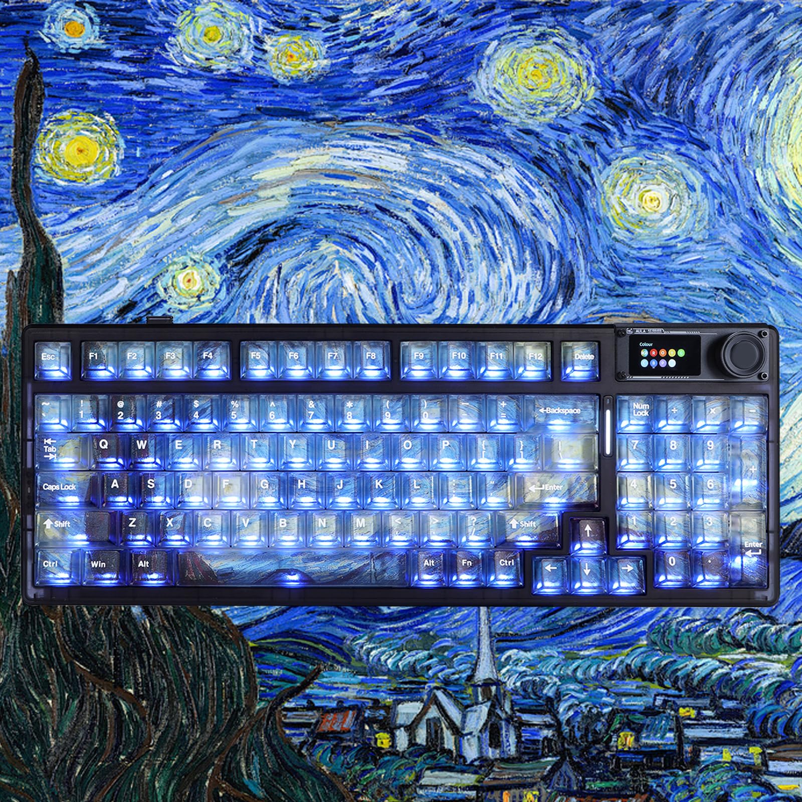 YOUSUOMASTER Clear Themed Keycaps  136 Keys Shine Through Keycaps  PC Transparent Key Cap  Cherry Profile Custom Key Caps for Mx Switches Mechanical Gaming Keyboards (Starry Night Theme)