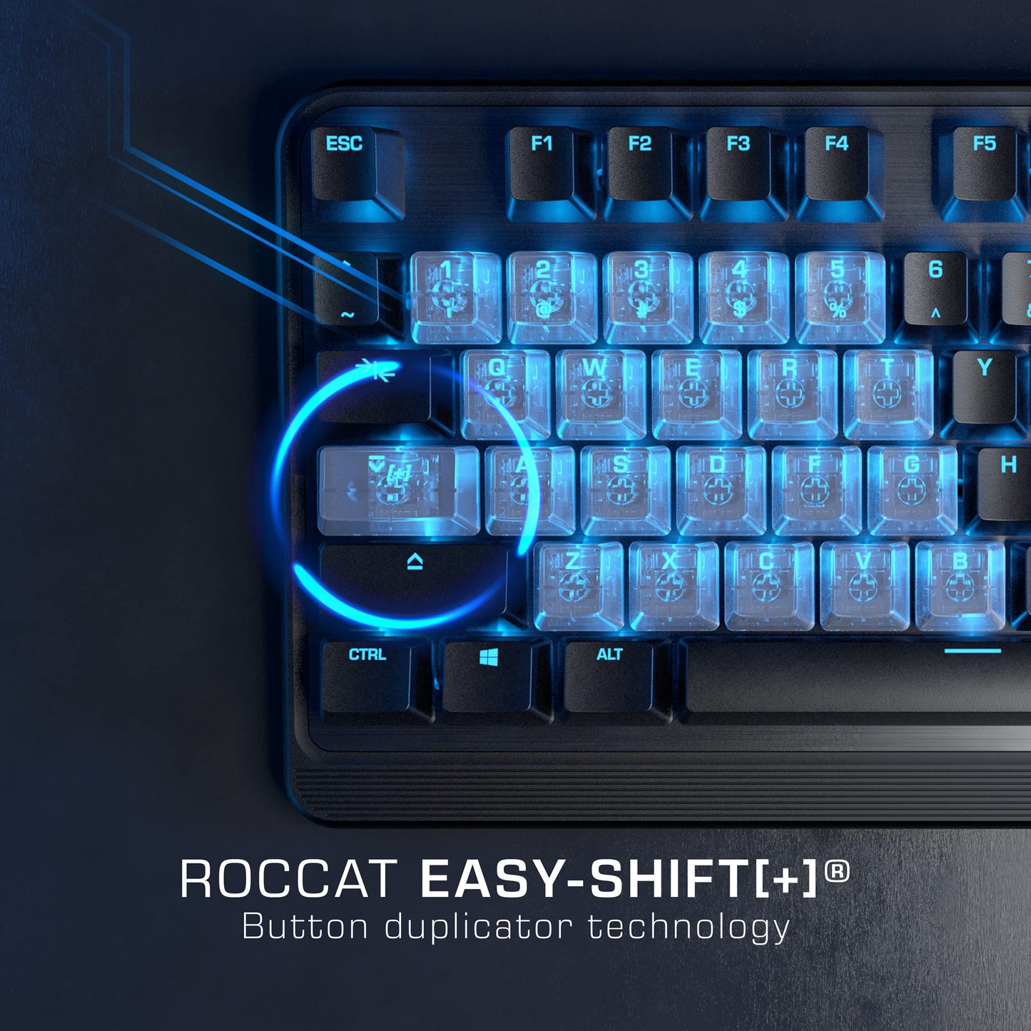 ROCCAT Pyro Mechanical Gaming Keyboard - RGB, Wired, Detachable Wrist Rest, Linear Red Switches, Black, Model ROC-12-622
