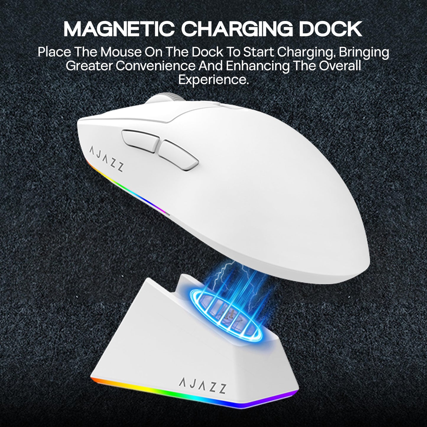 MechLands AJAZZ AJ139 V2 MC Gaming Mouse - 12,000 DPI, Wireless, 3 Modes, 500mAh Battery, Lightweight, White