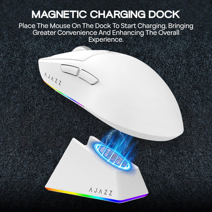 MechLands AJAZZ AJ139 V2 MC Gaming Mouse - 12,000 DPI, Wireless, 3 Modes, 500mAh Battery, Lightweight, White