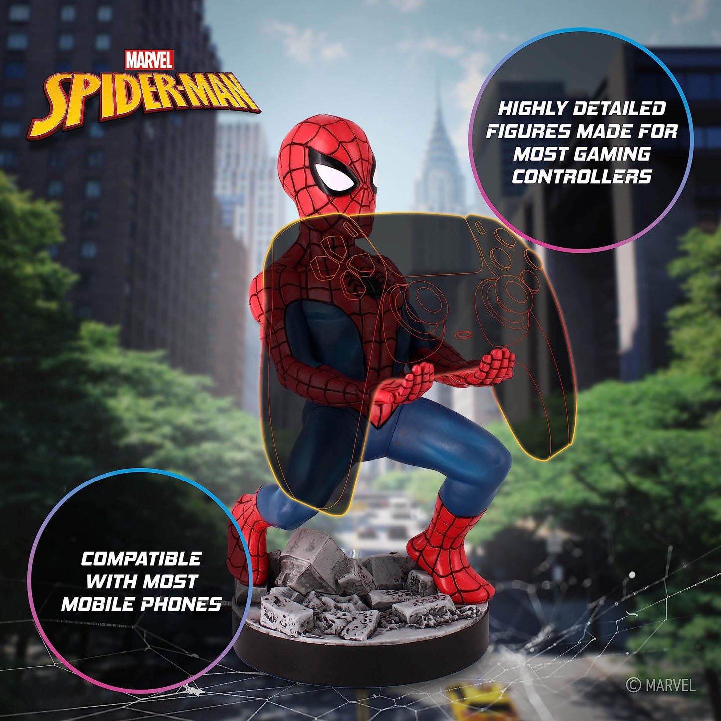 Cable Guys Spider-Man Classic Accessory Holder for Gaming Controllers & Smartphones - Model CGCRMR300236 - Color: WWW