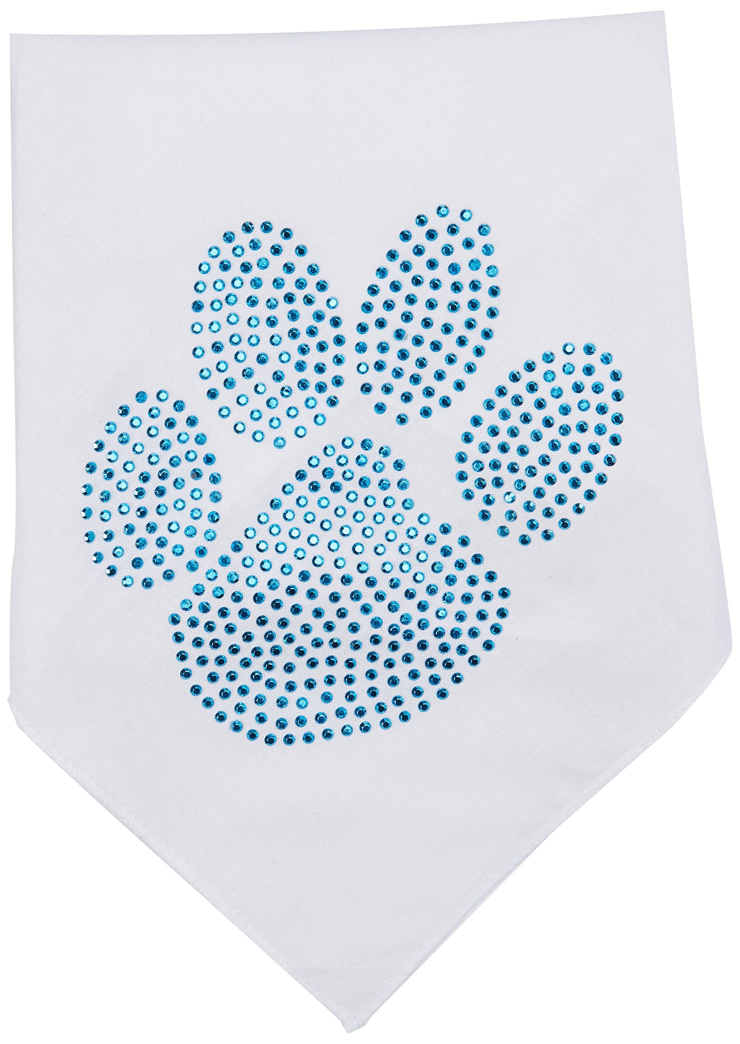 Pet and Dog Bandana Rhinestone, Paw Blue White Large