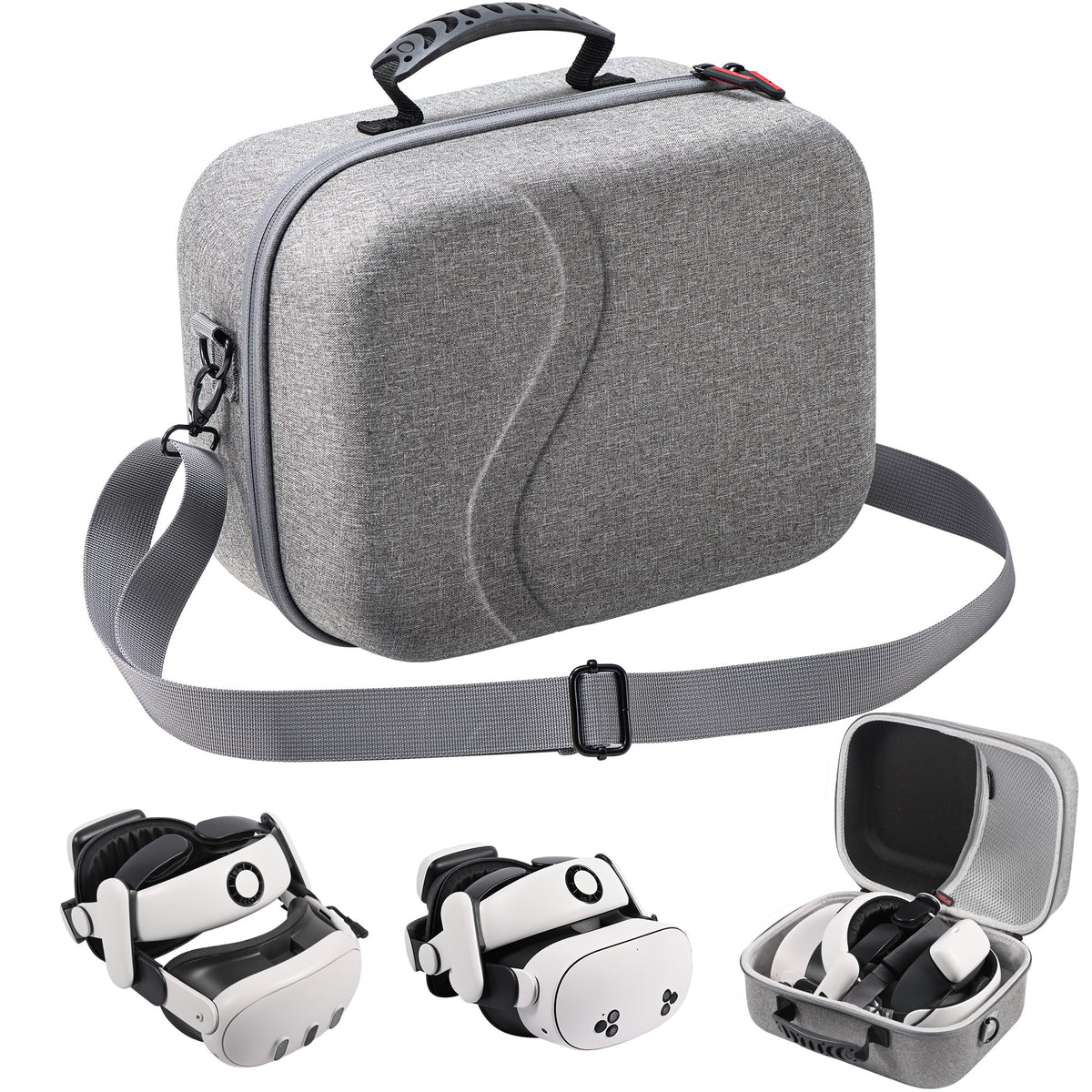 Large Carrying Case for Meta Quest 3S/3  Hard Tpartyl Case Compatible with BOBOVR S3 Pro/KIWI Design Battery Head Strap  Quest Controller and Accessory  Portable Hard Shell Tpartyl Bag  Grey