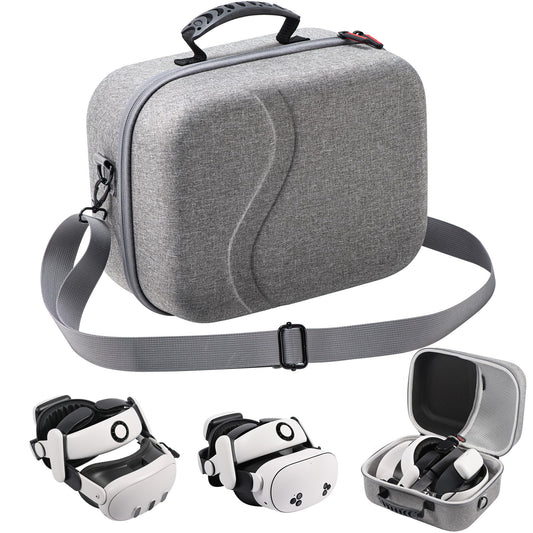 Large Carrying Case for Meta Quest 3S/3  Hard Tpartyl Case Compatible with BOBOVR S3 Pro/KIWI Design Battery Head Strap  Quest Controller and Accessory  Portable Hard Shell Tpartyl Bag  Grey