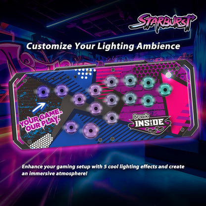Brook Fighter Starburst Arcade Controller - Hot-Swappable, RGB Lighting, Adjustable Angles, PS5/PS4/Xbox/PC, Black, Model ZPP006H